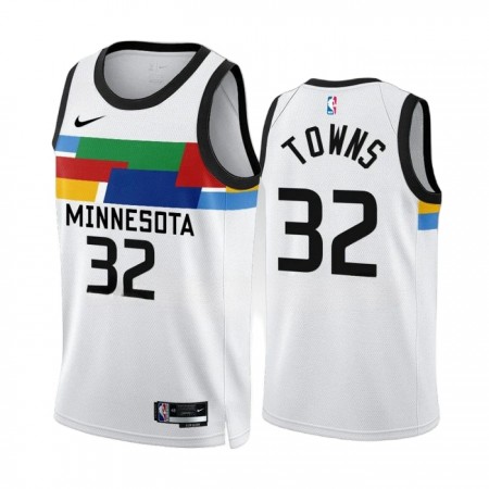 Canotte Uomo Minnesota Timberwolves Karl Anthony Towns 32 Nike 2022-23 City Edition Bianco Swingman